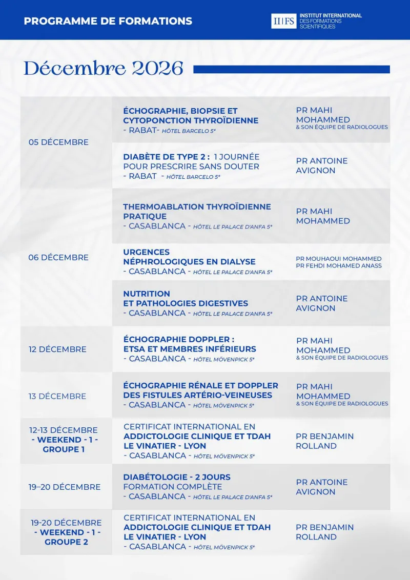Programme de formations IIFS — décembre 2026