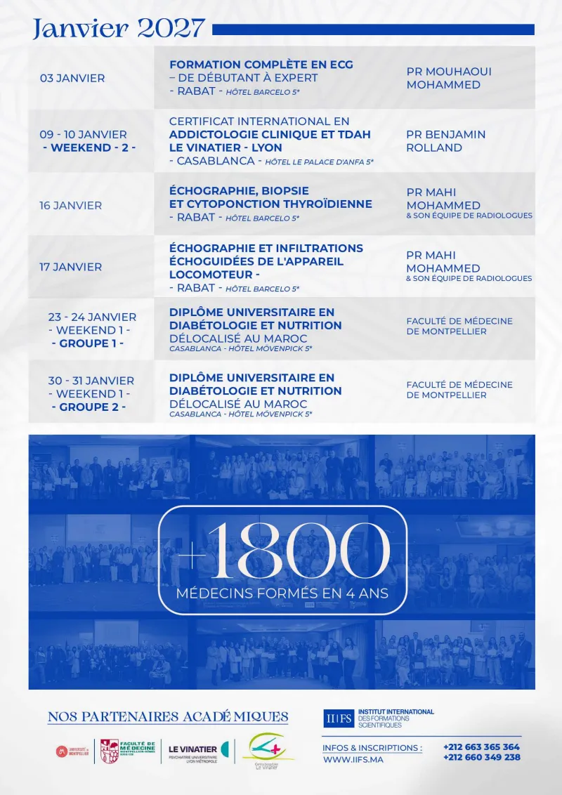 Programme de formations IIFS — janvier 2027, partenaires académiques et contacts