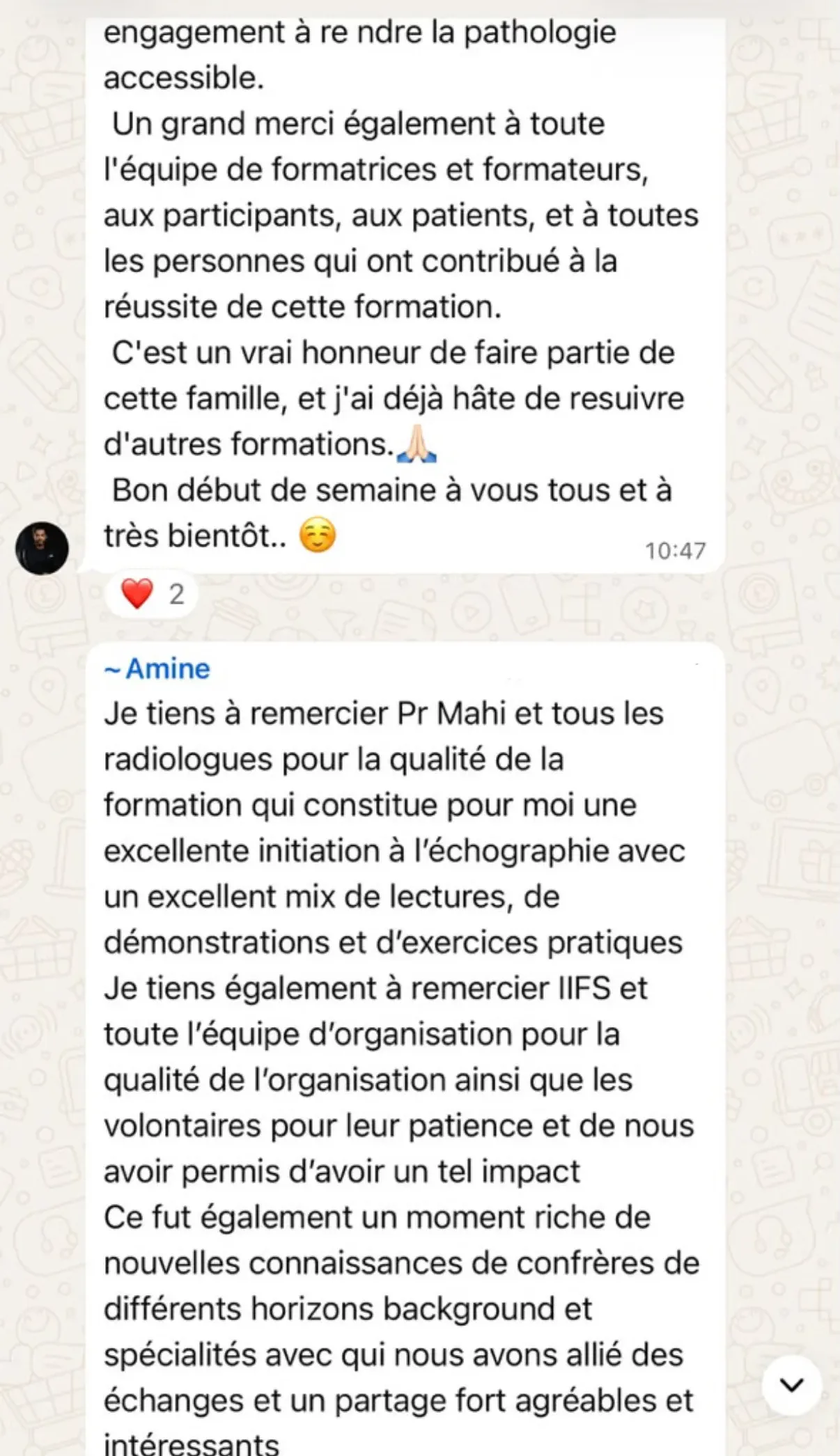 Avis d’un participant à une formation IIFS en échographie générale