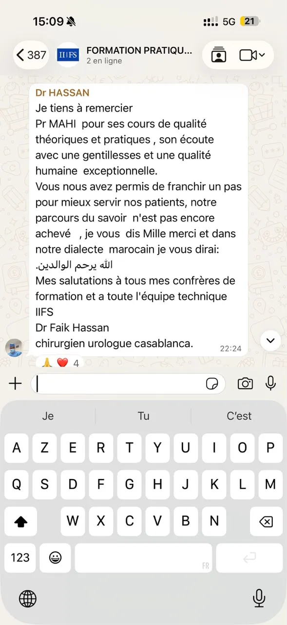 Avis sur la qualité d’une formation IIFS en échographie générale