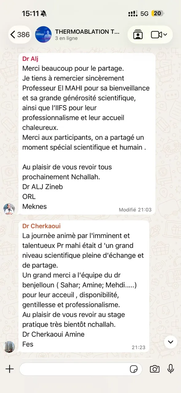 Avis d’un participant à une formation IIFS en thermoablation