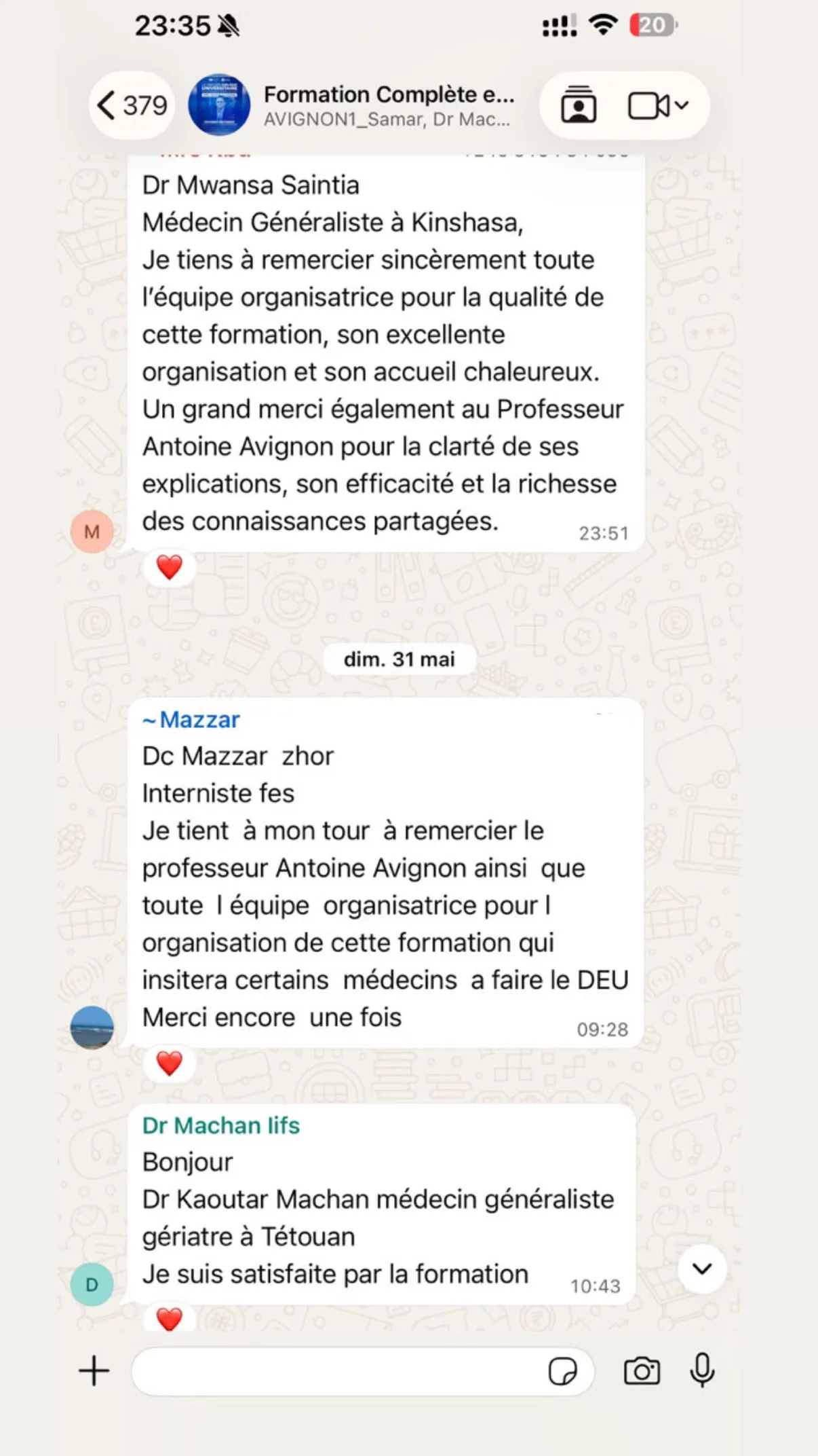 Avis d’un participant à une formation IIFS encadrée par le Pr Antoine Avignon