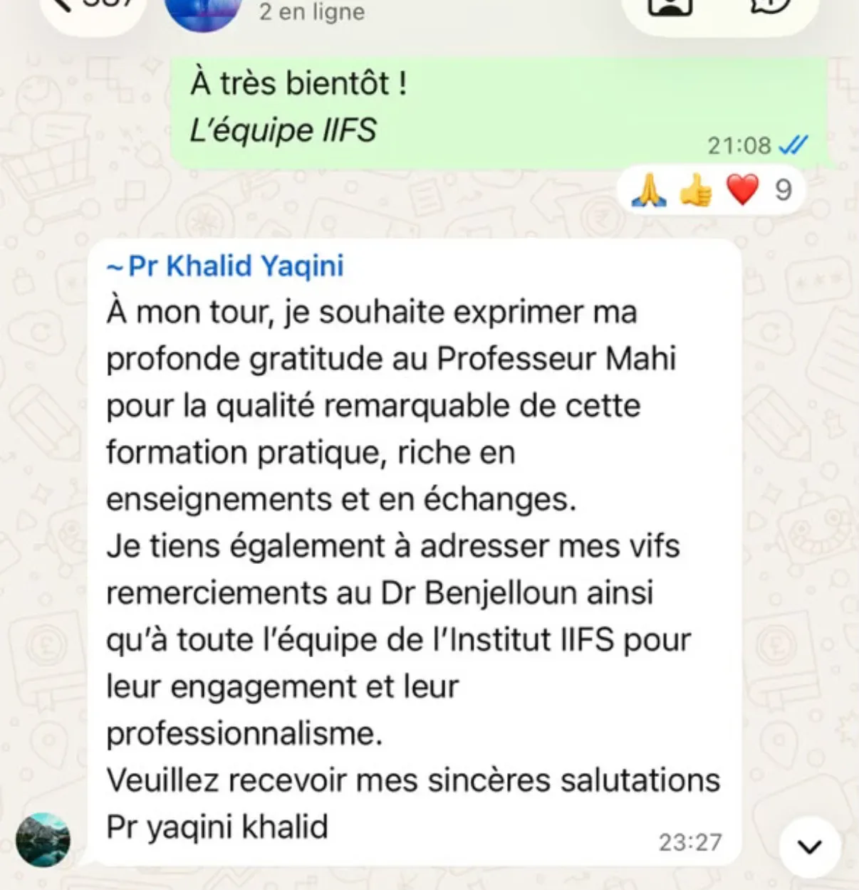Avis participant IIFS 6